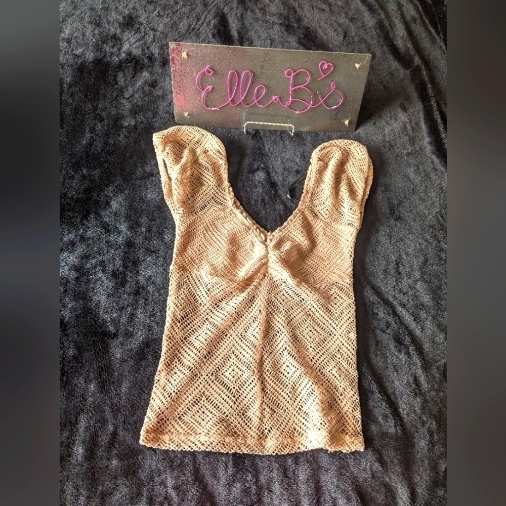 EUC Forever 21 Peach Crochet Top S